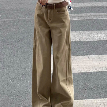 Jeansi pentru femei, croială largă, talie înaltă, lungime medie, țesătură denim-cotton cu poliester sub 30%