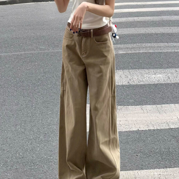 Jeansi pentru femei, croială largă, talie înaltă, lungime medie, țesătură denim-cotton cu poliester sub 30%