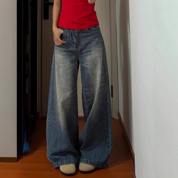 Ženske hlače od džinsa sa širokim krojem, denim, pamuk-spandeks smjesa, visokim strukom, slobodan kroj, zip zatvarač (denim • pamuk-spandeks smjesa • visokim strukom • slobodan kroj • zip zatvarač)