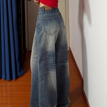 Ženske hlače od džinsa sa širokim krojem, denim, pamuk-spandeks smjesa, visokim strukom, slobodan kroj, zip zatvarač (denim • pamuk-spandeks smjesa • visokim strukom • slobodan kroj • zip zatvarač)