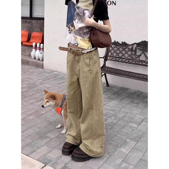 Blugi, croială dreaptă cu picioare largi, talie înaltă, amestec bumbac-poliester 50-70% bumbac, toamnă 2025