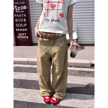 Blugi, croială dreaptă cu picioare largi, talie înaltă, amestec bumbac-poliester 50-70% bumbac, toamnă 2025