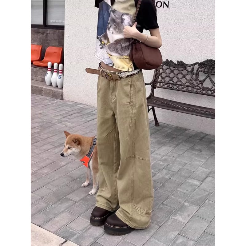 Blugi, croială dreaptă cu picioare largi, talie înaltă, amestec bumbac-poliester 50-70% bumbac, toamnă 2025