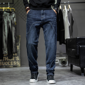 Ανδρικά τζιν με στενή γραμμή, βαμβακερό ντένιμ, μικροελαστικότητα, μεσαία μέση, φερμουάρ