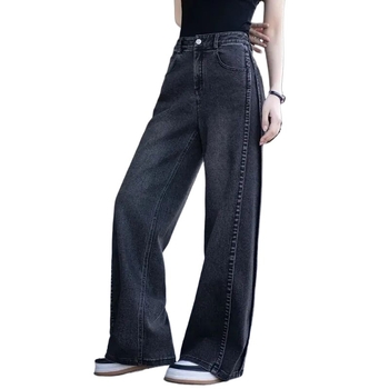 Ženske široke traperice s visokim strukom, mikroelastičan materijal (spandeks 30–50%), zimska 2025