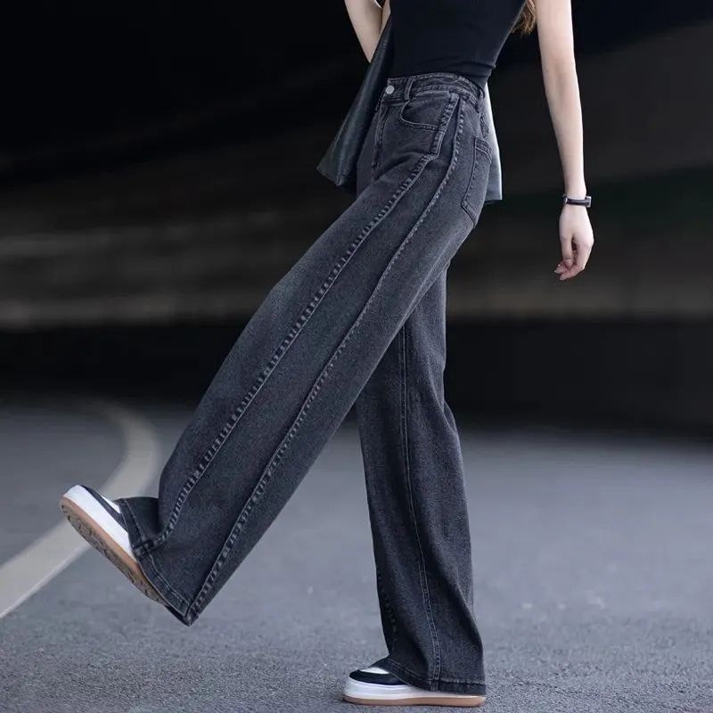 Ženske široke traperice s visokim strukom, mikroelastičan materijal (spandeks 30–50%), zimska 2025