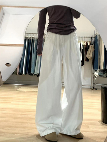 Blugi largi, talie înaltă, denim, grosime medie, toamnă 2024