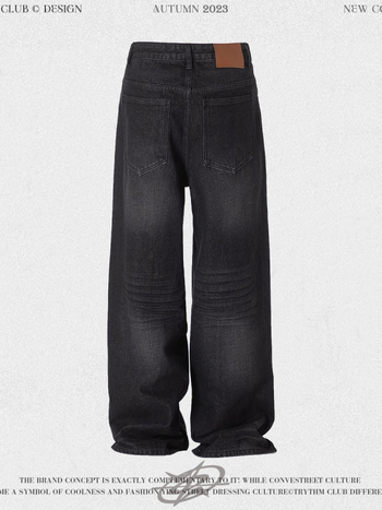 Τζίν σε ρετρό στυλ, χαλαρή γραμμή με ίσιο φαρδύ πόδι, μεσαία μέση, πολλαπλές τσέπες, βαμβακερή μίξη