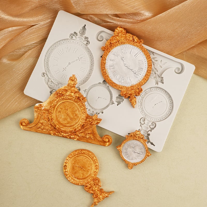 Silikonski kalup za kolače s nepravilnim oblikom i reljefnim motivom sata, dekorativni kalup za pečenje