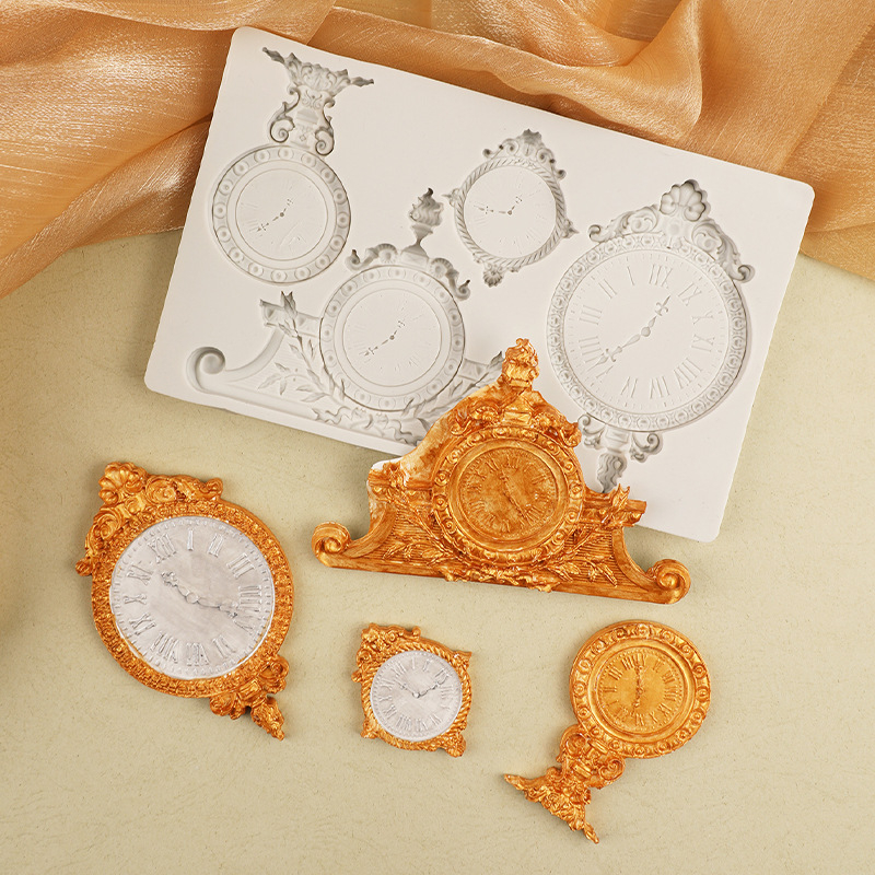 Silikonski kalup za kolače s nepravilnim oblikom i reljefnim motivom sata, dekorativni kalup za pečenje