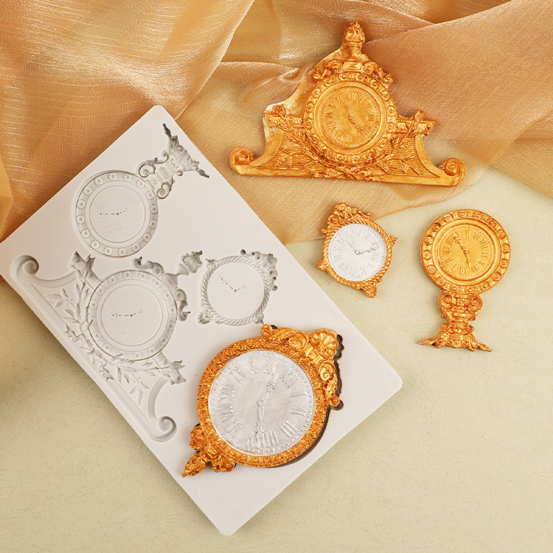 Silikonski kalup za kolače s nepravilnim oblikom i reljefnim motivom sata, dekorativni kalup za pečenje