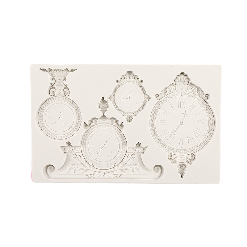 Silikonski kalup za kolače s nepravilnim oblikom i reljefnim motivom sata, dekorativni kalup za pečenje