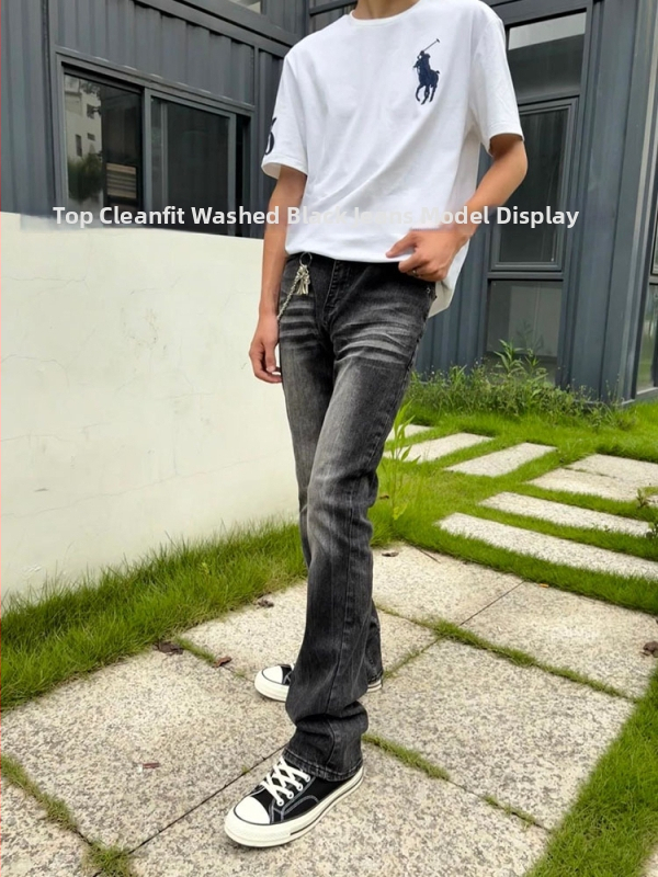 Τζιν 517, αμερικάνικού στυλ Cleanfit, πλυμένα, με χαμηλό μέσο, φερμουάρ, φαρδιά πόδια