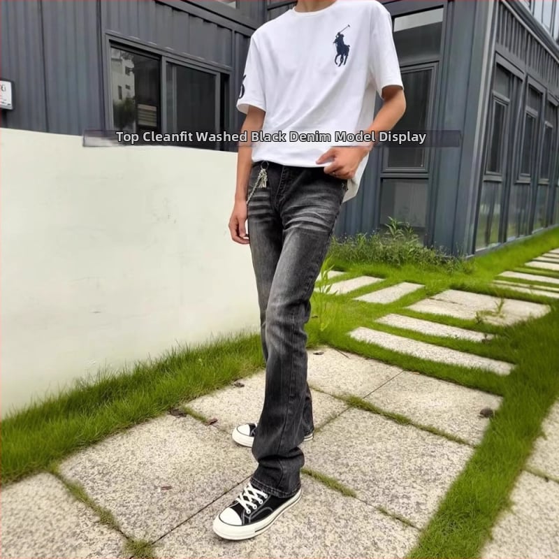 Τζιν 517, αμερικάνικού στυλ Cleanfit, πλυμένα, με χαμηλό μέσο, φερμουάρ, φαρδιά πόδια