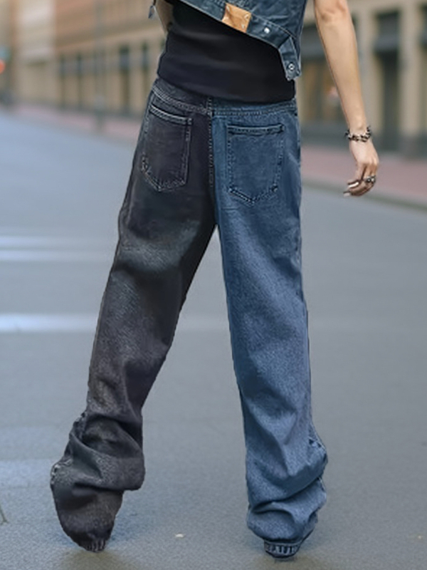 Ανδρικά τζιν από ντένιμ, φαρδιά γραμμή, μέση μεσαία, φερμουάρ, 65% βαμβάκι 35% πολυεστέρας