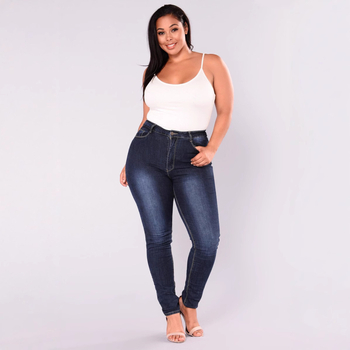 Ženske skinny traperice visokim strukom — denim, pamuk 50–70%, dvostruki pojas, visoka elastičnost