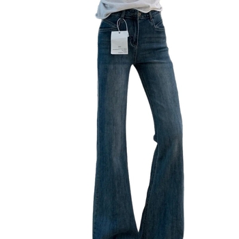 Ženske hlače od denima bootcut s fleeceom, visokim strukom, mikro flare, elastične