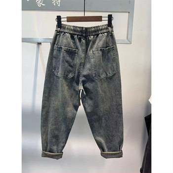 Ανδρικά βαμβακερά τζιν, ίσια γραμμή, μεσαία μέση, κλείσιμο με κορδόνι, μικροελαστικότητα