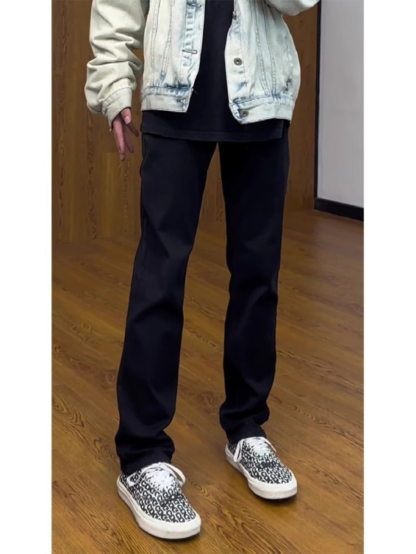 Ανδρικά τζιν με υψηλή ελαστικότητα, ίσια γραμμή, φερμουάρ, βαμβακερό ντένιμ, Φθινόπωρο 2024