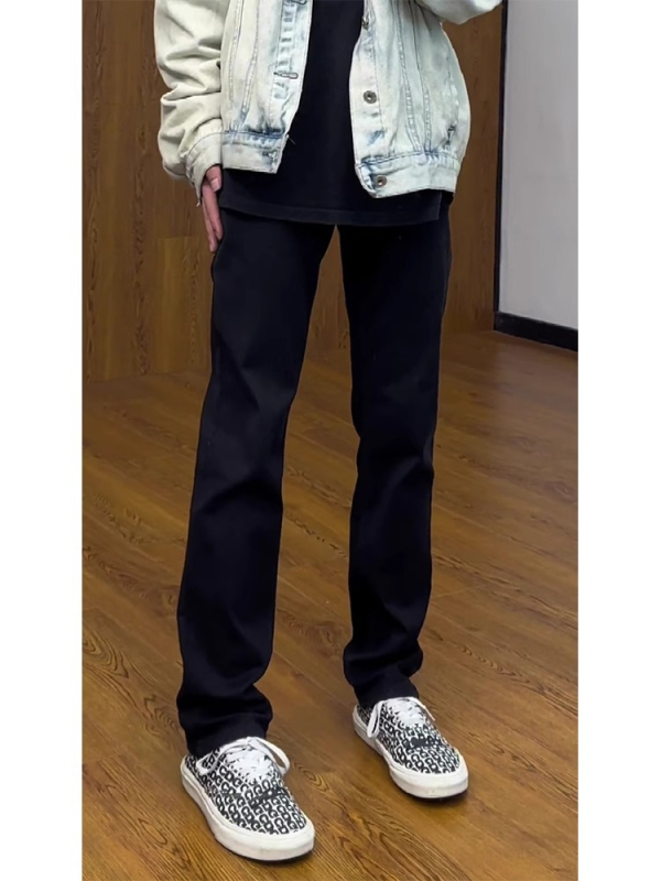 Ανδρικά τζιν με υψηλή ελαστικότητα, ίσια γραμμή, φερμουάρ, βαμβακερό ντένιμ, Φθινόπωρο 2024