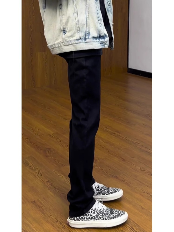 Ανδρικά τζιν με υψηλή ελαστικότητα, ίσια γραμμή, φερμουάρ, βαμβακερό ντένιμ, Φθινόπωρο 2024