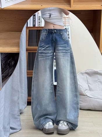 Džinsi za žene, visok struk, široke nogavice, denim pamuk s 30–50% poliestera, bez glačanja