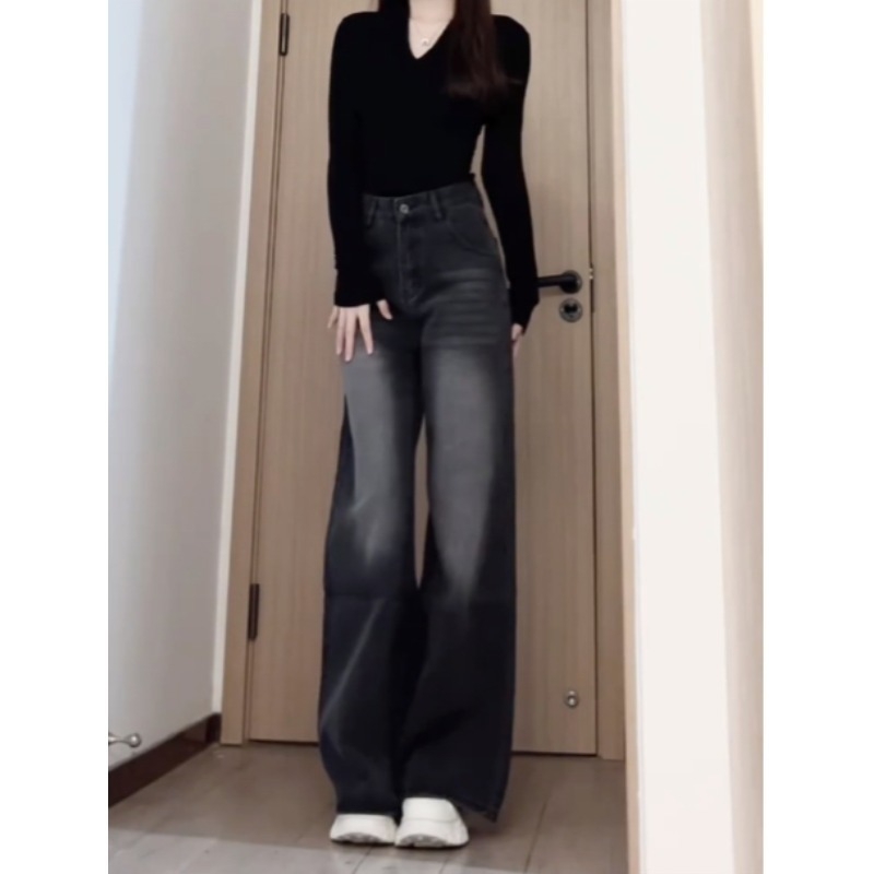 Ženske traperice, retro američki stil, visokim strukom, ravni kroj nogavica, udjel materijala 95% i više