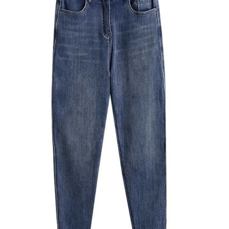 Ženske traperice s flis podstavom, visokim strukom, elastične, tople, prilagođene krušnoj figuri