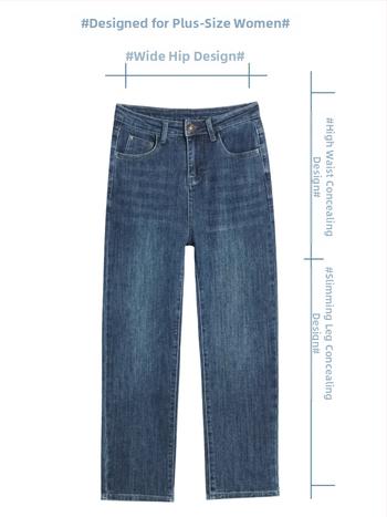 Dámske nohavice s vysokým pásom, rovný strih, elastické denim, skrátená dĺžka