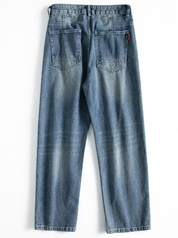 Τζιν | High Street ίσια γραμμή, χαλαρή εφαρμογή, μεσαίας μέσης, φερμουάρ, 93,5% βαμβάκι ντένιμ