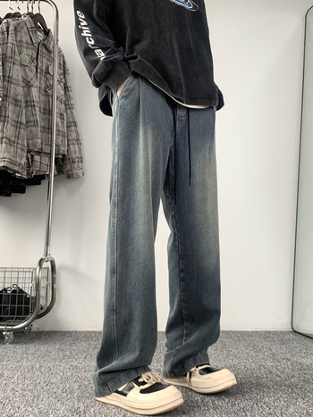 Τζιν με μοτίβο αστεριών, απαλό ντένιμ, χαλαρή γραμμή, ευθύ παντελόνι, μεσαία μέση