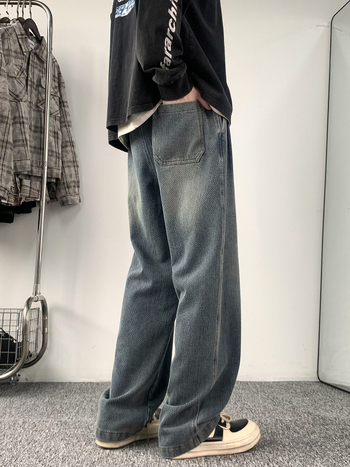 Τζιν με μοτίβο αστεριών, απαλό ντένιμ, χαλαρή γραμμή, ευθύ παντελόνι, μεσαία μέση