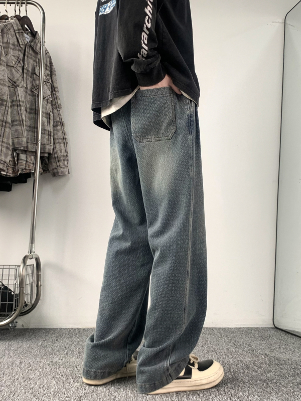 Τζιν με μοτίβο αστεριών, απαλό ντένιμ, χαλαρή γραμμή, ευθύ παντελόνι, μεσαία μέση