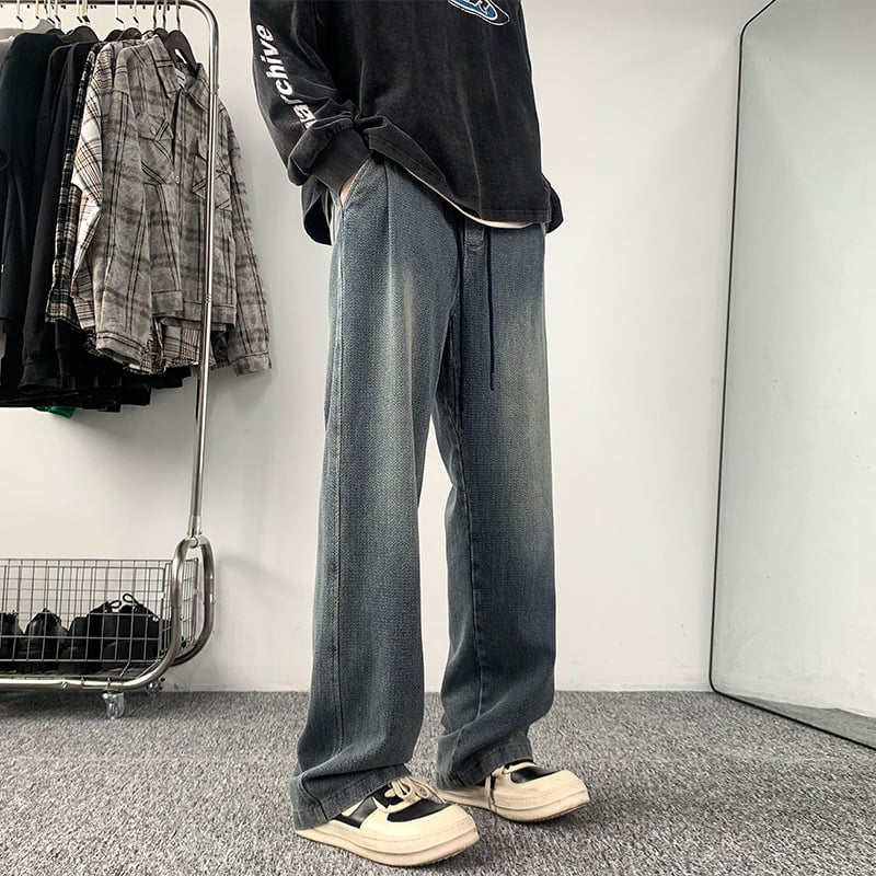 Τζιν με μοτίβο αστεριών, απαλό ντένιμ, χαλαρή γραμμή, ευθύ παντελόνι, μεσαία μέση