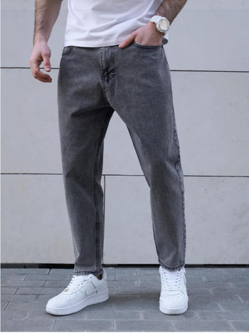 Ανδρικά τζιν, φαρδιά γραμμή, μέση μεσαίου ύψους, βαμβάκι 98%, πλυμένα με άμμο