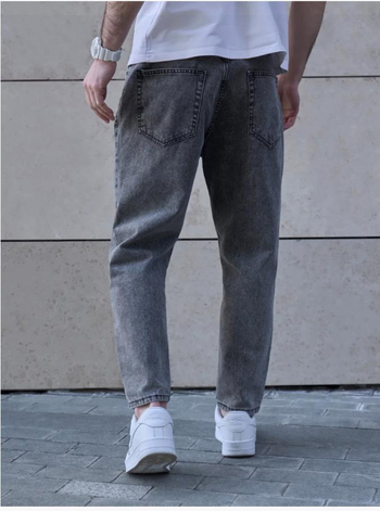 Ανδρικά τζιν, φαρδιά γραμμή, μέση μεσαίου ύψους, βαμβάκι 98%, πλυμένα με άμμο