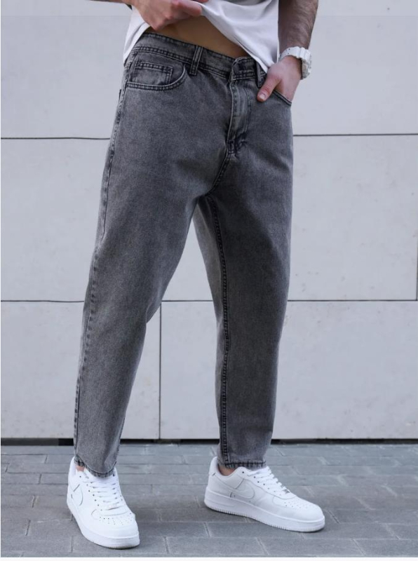 Ανδρικά τζιν, φαρδιά γραμμή, μέση μεσαίου ύψους, βαμβάκι 98%, πλυμένα με άμμο