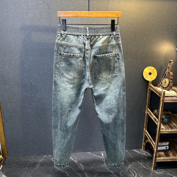 Ανδρικά τζιν από βαμβακερό ντένιμ, tapered fit, πλυμένα, μεσαία μέση, φερμουάρ