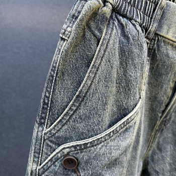 Ανδρικά τζιν από βαμβακερό ντένιμ, tapered fit, πλυμένα, μεσαία μέση, φερμουάρ