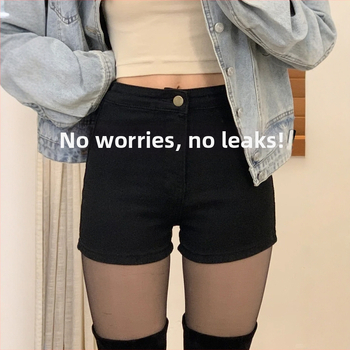 Ženske denim šortse, visok pojas, zatvarač, retro dizajn, široka silueta.