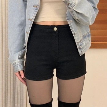 Ženske denim šortse, visok pojas, zatvarač, retro dizajn, široka silueta.