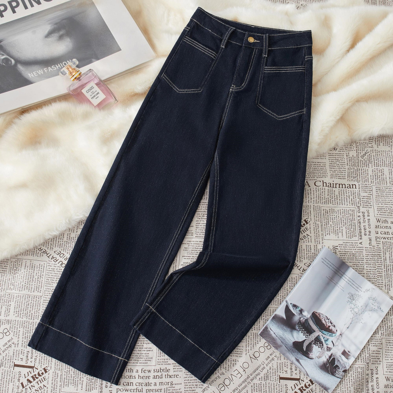 Dámske džínsy s vysokým pásom, širokým strihom, fleecovou podšívkou, denim bavlna, jar 2025 (Materiál: denim bavlna; Pás: vysoký; Strih: široký; Podšívka: fleec; Sezóna: jar 2025)