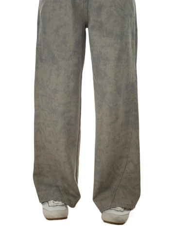 Φαρδιά τζιν παντελόνια με ψηλή μέση, μεσαίο μήκος, σχέδιο tie-dye