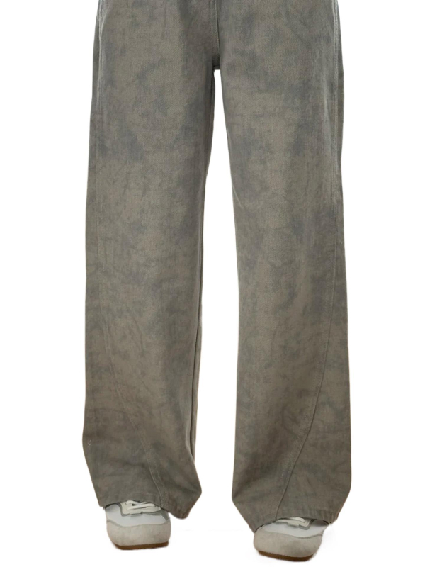 Φαρδιά τζιν παντελόνια με ψηλή μέση, μεσαίο μήκος, σχέδιο tie-dye