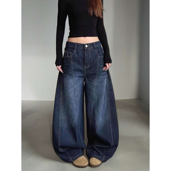 Τζίν με υψηλή μέση, ίσια γραμμή, καουμπόικο ύφασμα, 60% βαμβάκι, σχέδιο εμπνευσμένο από ματσέτα