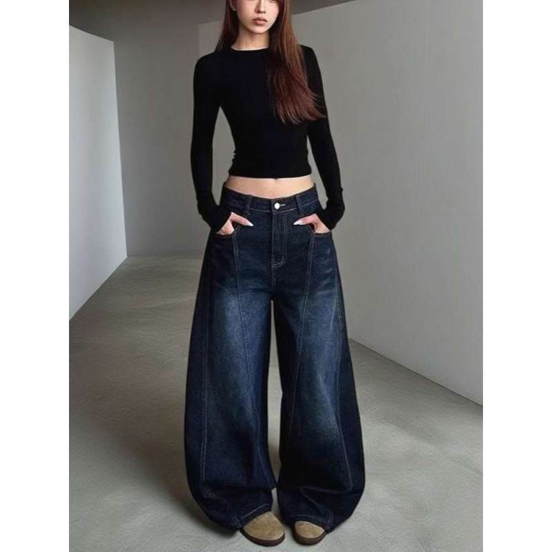 Τζίν με υψηλή μέση, ίσια γραμμή, καουμπόικο ύφασμα, 60% βαμβάκι, σχέδιο εμπνευσμένο από ματσέτα