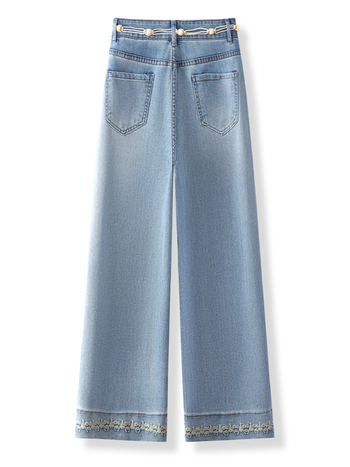 Džins hlače s visokim strukom, cropped širokih nogavica, mikroelastične, ljeto 2025