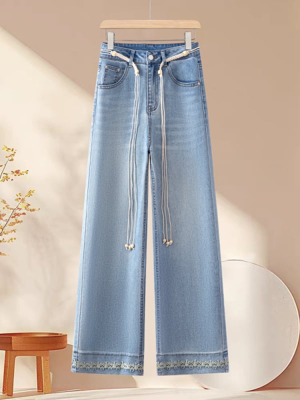 Džins hlače s visokim strukom, cropped širokih nogavica, mikroelastične, ljeto 2025