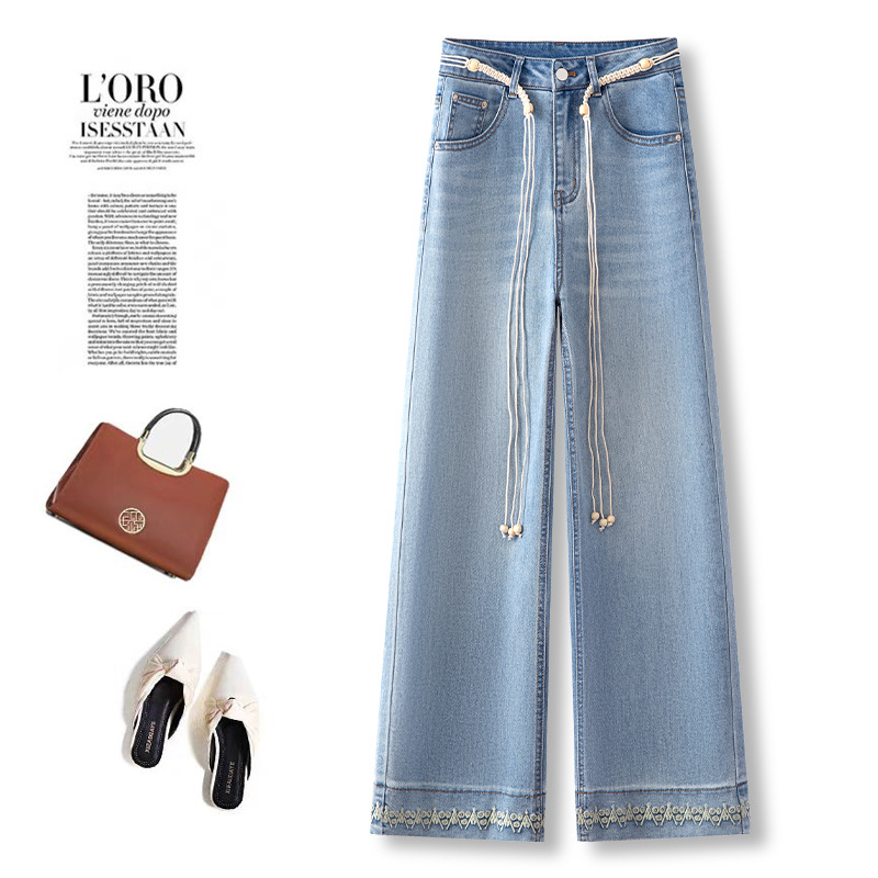 Džins hlače s visokim strukom, cropped širokih nogavica, mikroelastične, ljeto 2025