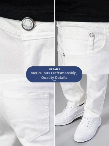 Ανδρικά τζιν με ίσια γραμμή, μεσαία μέση, φερμουάρ, ελαφρύ ύφασμα Modal